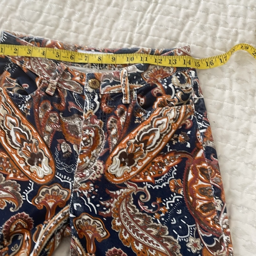 Shaft NWOT Lola Paisley VelvetCorduroy‎ Pants Italian RARE Blue/Rust Size 29/33 - Picture 9 of 12